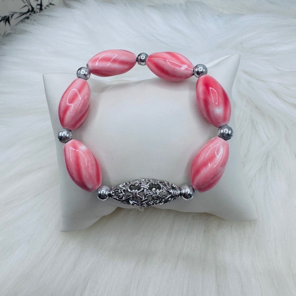 Pink Pearl Glow Statement Bracelet